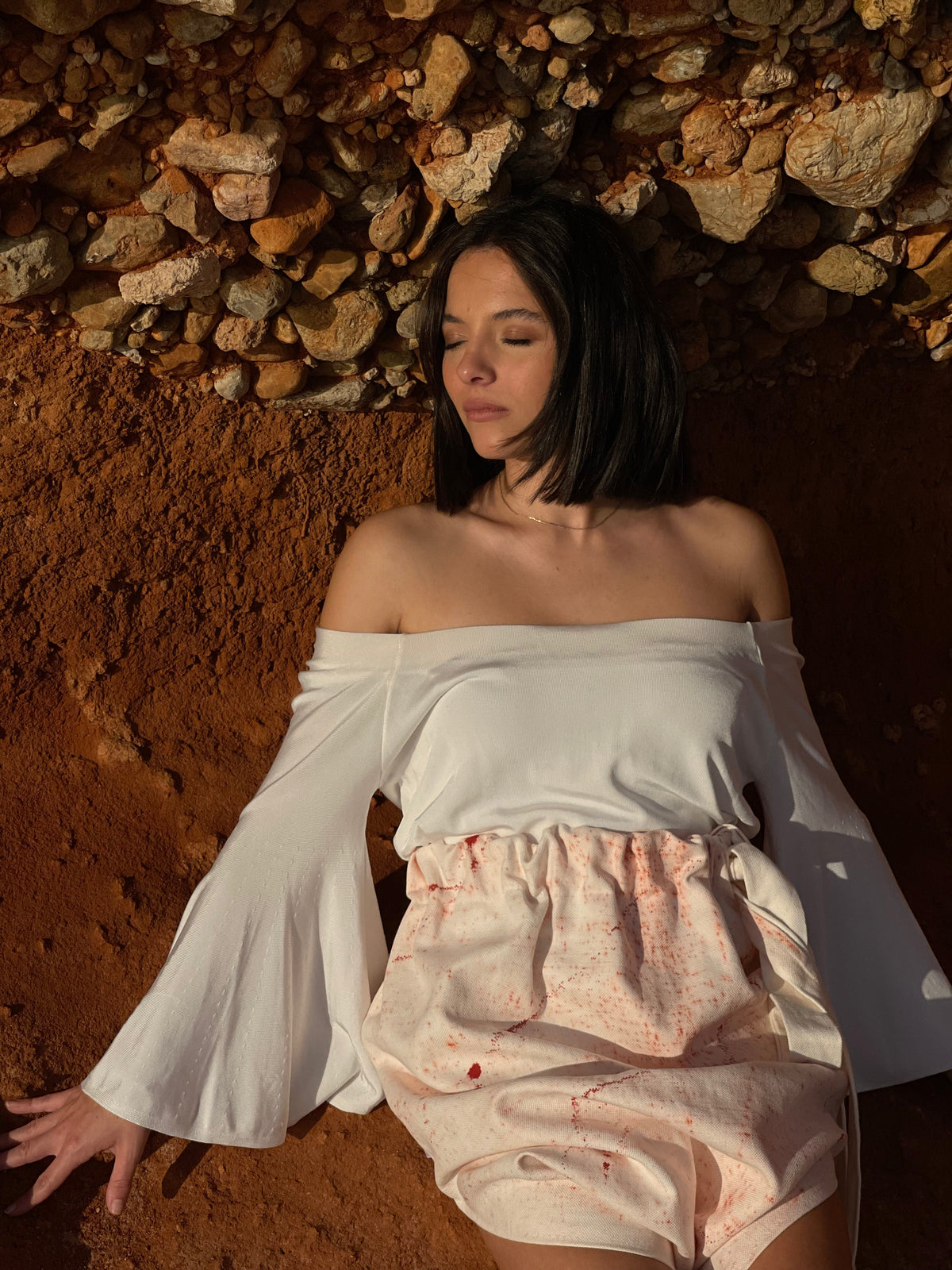 BLANC Tanit heavyweight linen draped skirt