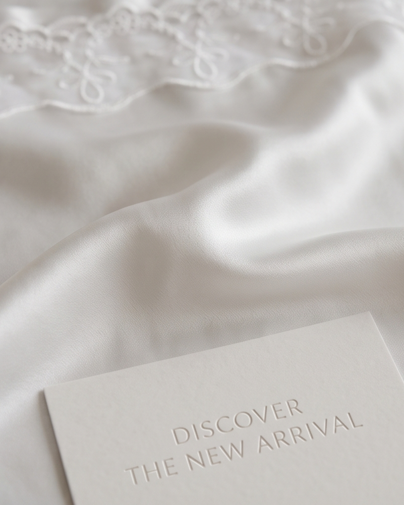 Close-up of the floral texture and sleeve of Dusk white dress